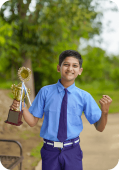 Student outdoor with model