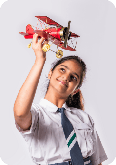 Student with airplane
